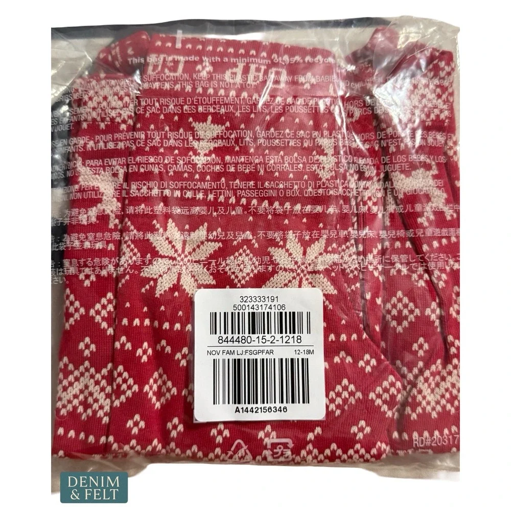 NEW Gap‎ Kids Organic Cotton Fair Isle Holiday Pajama Set Cozy Winter 12-18M